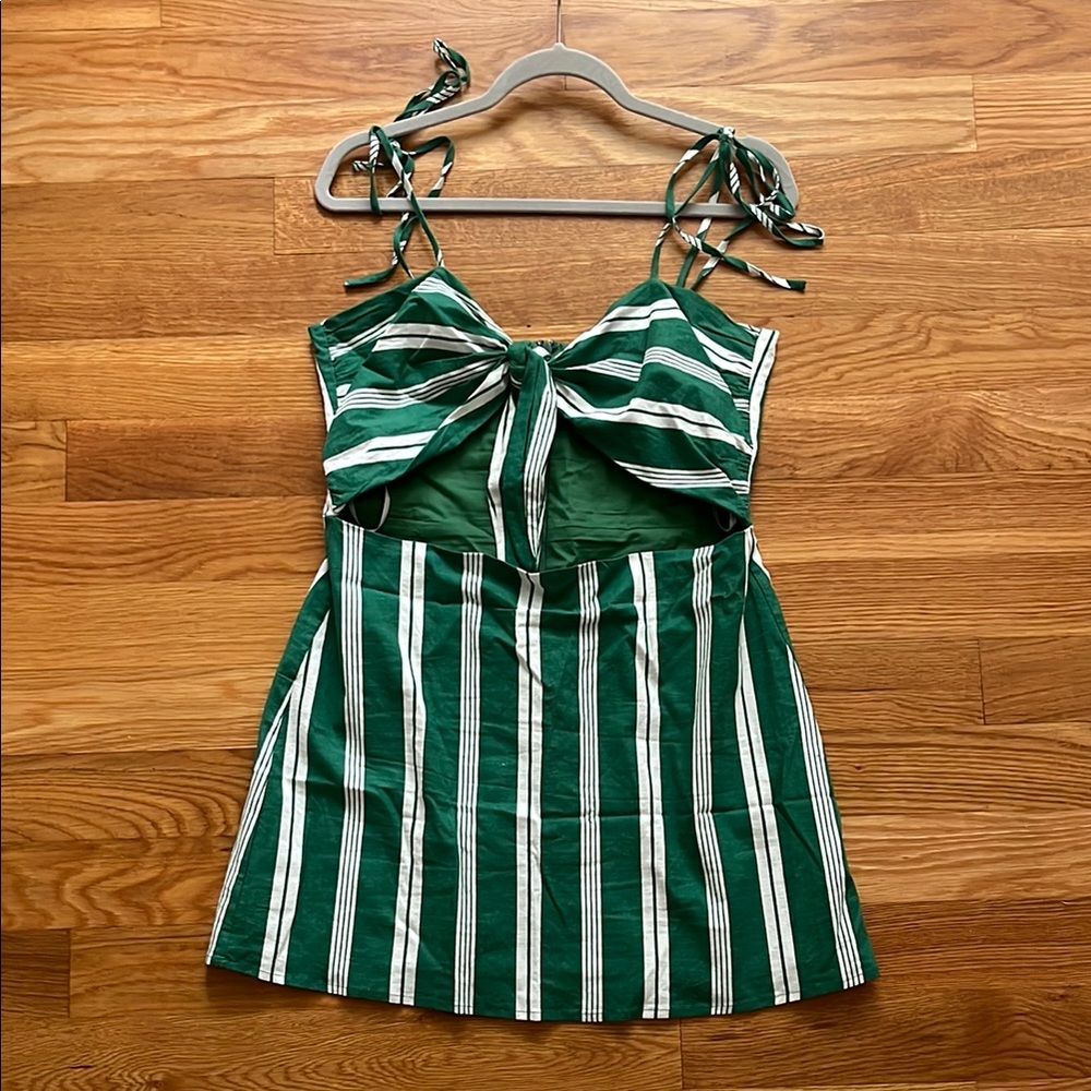 Lovers + Friends Green and White Striped Mini Dress